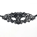 Elegant black lace masquerade eye mask with hollow floral pattern and satin ribbons - Eight-petal Flower