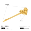 Golden heart-shaped stainless steel hair clip with ball-textured design, model NB-H1005 - Beaded Heart Style (NB-H1005) / 18K Gold / Gold