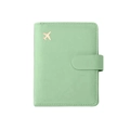 Light green PU leather RFID passport holder with airplane charm and magnetic buckle closure - Green
