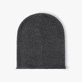 Charcoal grey knit beanie hat for women featuring a soft rabbit hair texture and rolled edge - Adjustable / Dark Gray