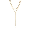 Double-layer gold plated stainless steel snake chain necklace with Y-shaped pendant drop - Double Layer Y-shaped Snake Chain / Gold