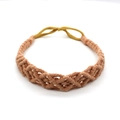 Handmade brown macrame headband with yellow adjustable cord in bohemian style - Brick Red