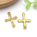 Pendentifs croix en acier doré avec relief vintage et designs minimalistes - 25x18x2mm Croix d'Or(T2417)