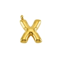 Puffy bubble letter X pendant in gold finish stainless steel with metallic shine - Letter X