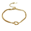 Golden stainless steel herringbone snake chain bracelet with knot detail for couples - Gold Bracelet