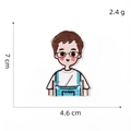 Toppa ricamata cartone animato ragazzo con salopette blu e occhiali, adesivo 7cm x 4,6cm - Ragazzo dei Cartoni Animati 1# (Con Occhiali)