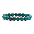Mens phoenix lapis lazuli beaded bracelet with natural blue and green stone texture - 10mm / Teal