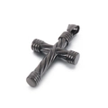Polished stainless steel cross pendant with twisted texture on a clean white background - Pendant Only (No Chain) / Black