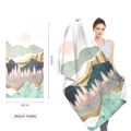Microfiber beach towel with mountain forest print in 160x80cm size for travel - Modern Mountain Sunset (STJ202325) / 160x80cm