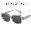 Retro square sunglasses with light gray transparent frame and dark gray lenses - Translucent Grey Frame Grey Lens