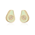 Macro détaillée de boucles d'oreilles avocat en or 18K avec émail vert et zircons brillants - Vert Clair