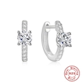 S925 Sterling Silber Creolen mit Marquise Blume und funkelndem Zirkonia Besatz - Weißgold