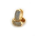 Golden huggie hoop earrings with four rows of dark blue pavé set cubic zirconia crystals - Gold/Champagne Zirconia