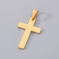 Golden stainless steel cross necklace featuring laser-engraved Jesus Lord's Prayer text - Model C Lord's Prayer Engraved Style (No Chain) (KP130999-HR)