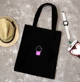 Schwarze Canvas-Einkaufstasche mit Eistüten-Aufdruck und lässigen Mode-Accessoires - Eiscreme Schwarz