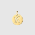 14K gold plated stainless steel letter K pendant with sparkling crystals - 14K Gold - K