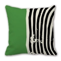 Modern square pillowcase with solid green and black white abstract stripe pattern - 45cm Cushion Cover / 2310-13/Green Black Fingerprint
