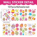 Lot de 8 stickers muraux de Pâques avec œufs et lapins pour décoration intérieure - UV24Y11356T_T 20*30cm*8 Feuilles (107 pièces)