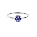Elegant thin silver band ring featuring a pavé set round blue gemstone centerpiece - US5 / September Royal Blue - Silver