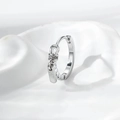 Silver zipper-style earring with sparkling zircon pendant on a clean white background - Zipper Ear Buckle (Single Piece) (A-632) / Silver