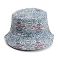 Close-up of floral bucket hat with William Morris pattern and high-density stitching - William Morris Grey Blue (016#)