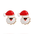 Gros plan de boucles d'oreilles Père Noël avec bonnet rouge sur fond blanc pur - #20 Père Noël/Chapeau Rouge Barbe Blanche Or