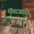 Miniature green wooden bench with heart cutout detail for micro landscape decor - Green Heart Chair