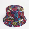 Detail of vintage 80s 90s reversible bucket hat with colorful geometric graffiti pattern - One Size (58cm) / Colorful Abstract Geometric A