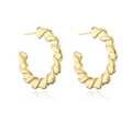 Elegante vergulde gedraaide oorringen met 925 zilveren naald op witte achtergrond - Gouden Gedraaide Ring (41759)