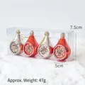 Set di 4 palline di Natale a goccia rosse e argento con glitter in scatola regalo - Ornamenti di Perle a Goccia (47g)