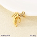 Golden banana pendant with hollow design and small rhinestones for jewelry making - Gold Peeled Banana with Rhinestones (KLJ10810-Z)
