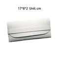 Light grey faux leather sunglasses pouch with strap closure, size 17x8x2 cm - White Soft Leather Case