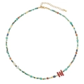 Collana boho con turchese, corallo rosso, perle e distanziatori dorati - Collana Turchese Africana XL-897J