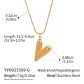 Spécifications de taille du collier pendentif cœur avec chaîne en acier inoxydable de 41,5 cm - Cœur à Rayures Verticales (YYN023369-G)