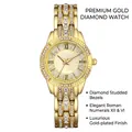 Orologio da donna dorato con quadrante in madreperla e lunetta con strass scintillanti - Oro