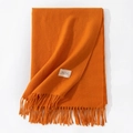 Soft orange cashmere-feel scarf with elegant long tassels and branded woven label - 70*200cm / Pumpkin Yellow