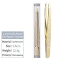 Golden fish-scale texture stainless steel eyebrow tweezers with transparent storage tube - Imitation Gold - With Storage Tube
