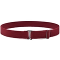 Adjustable burgundy elastic belt for kids with silver metal flat buckle and slide adjuster - Dark Red