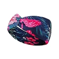Bohemian knotted sport headband featuring pink flamingos and green tropical leaves - 19# Dark Blue Flamingo