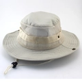 Khaki outdoor sun boonie hat with breathable mesh panels and adjustable wind cord - Mesh Off-White