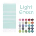 Detailed view of light green striped Turkish towel with fringe and 25 color swatches - 100x180cm / Light Green