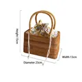 Handmade wicker picnic basket with yellow floral lining and 23cm diameter size - Small Handheld Bag (Windbell Flower Lining)