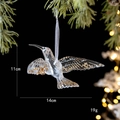 Transparent acrylic hummingbird ornament with gold sequins for Christmas tree decoration - Hummingbird