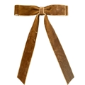 Detail of caramel velvet ballet bow hair clip with long ribbons for elegant girls hair style - Brown