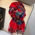 Écharpe classique à carreaux rouges en 100% laine avec détails de franges et texture douce - 08# Rouge Britannique