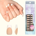 3-σε-1 soft gel νύχια press-on με nude βάση και λευκά άκρα στη συσκευασία - Γυαλιστερό Γαλλικό Στυλ (YMS006)