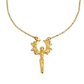 Elegante collar de acero inoxidable chapado en oro de 18K con colgante de ángel de cristal - Collar Con Colgante de Ángel / Dorado