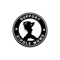 Support Single Moms round enamel brooch with female silhouette in black and white finish - Single Moms Slogan Style (QHXZ2498)