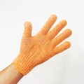 Guante de baño exfoliante naranja vibrante con diseño de cinco dedos y textura masaje - Bolsa OPP / Naranja