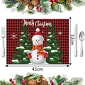 Vista detallada del mantel navideño con diseño de muñeco de nieve a cuadros y 45x32cm - Estilo 11